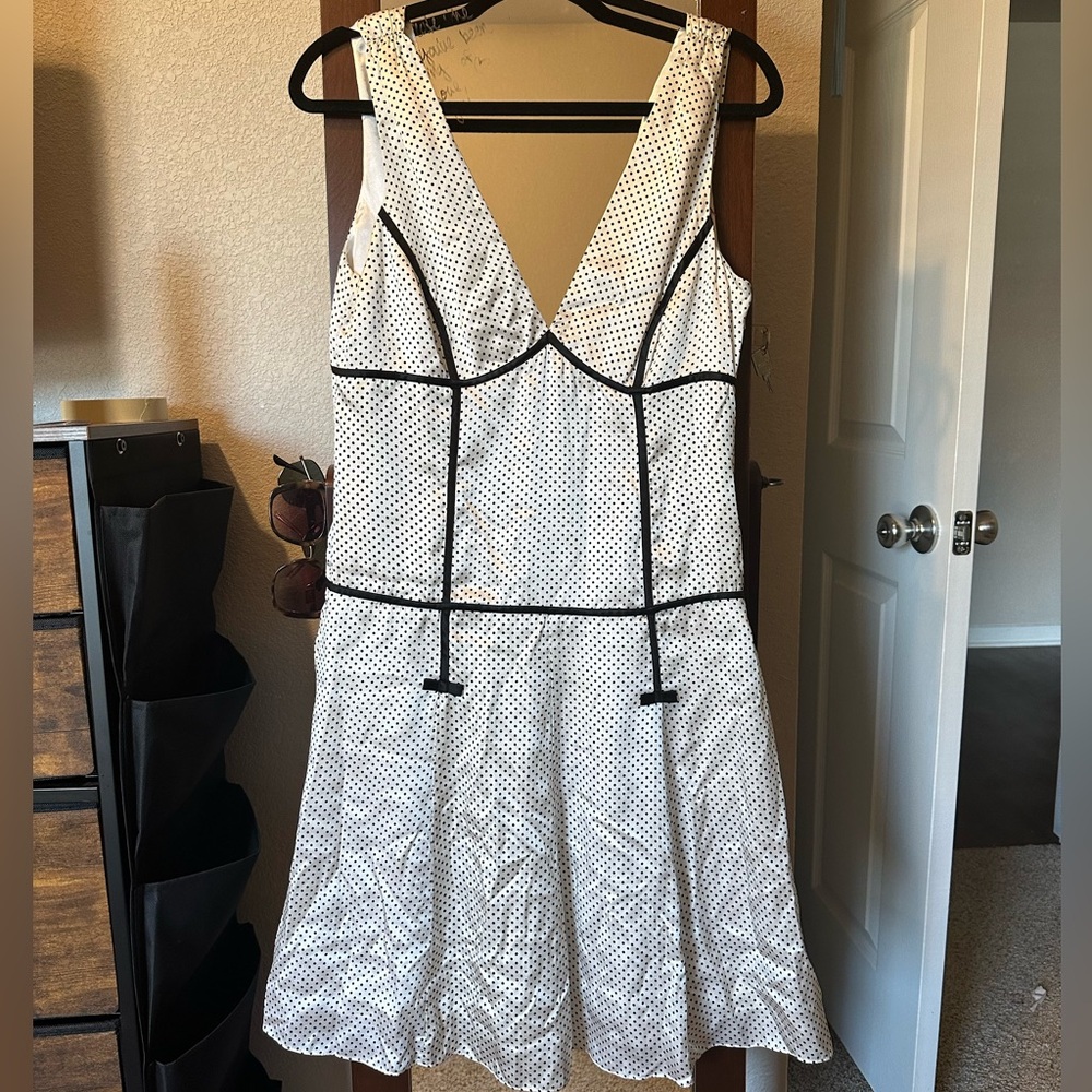 NWOT genuine silk polka dot dress with bows